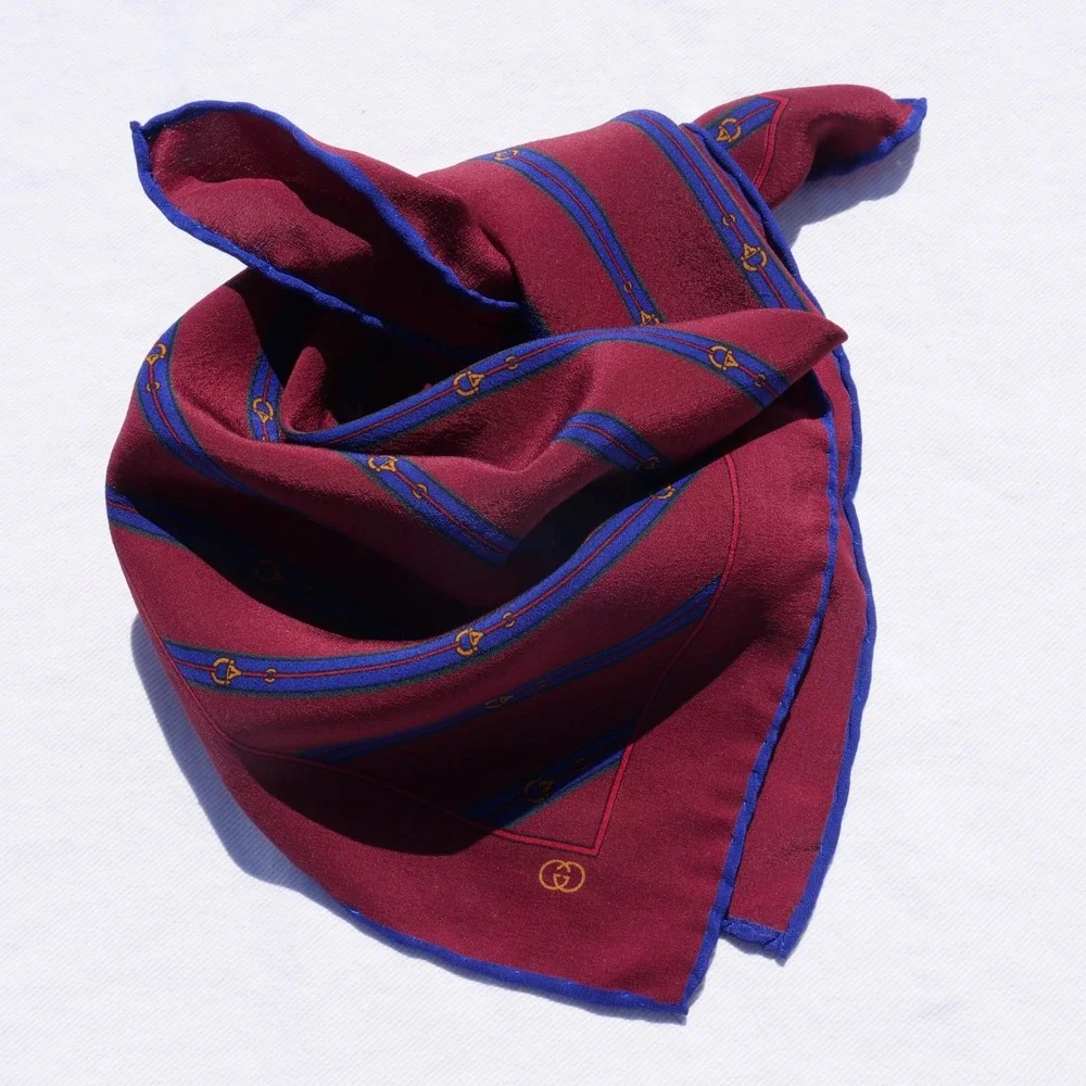 Vintage‎ Gucci silk scarf handkerchief bag tie
